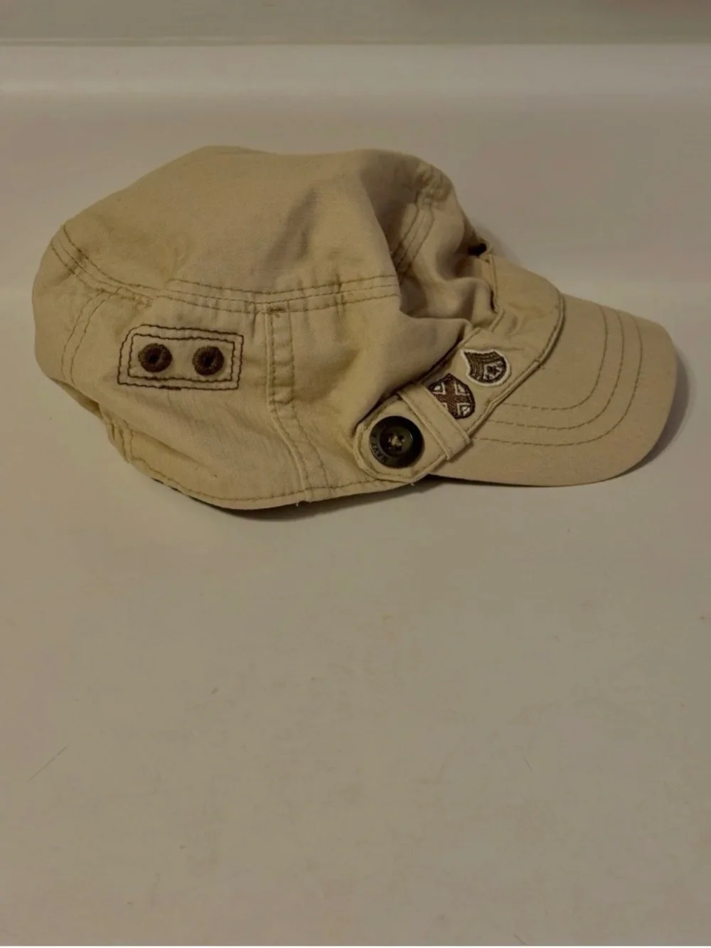 Girls Y2K Cadet Military Style Cap Hat Khaki Old Navy 12-24M 100% Cotton